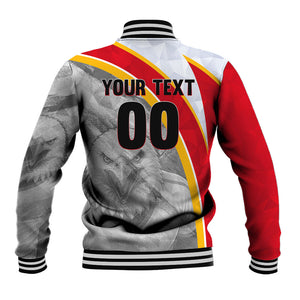 Personalized Tunisia Soccer Carthage Eagles Mascot Baseball Jacket Red And White Abstract Geometric Football Concept