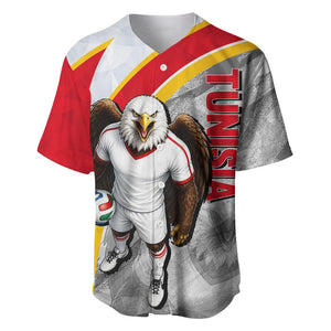 Personalized Tunisia Soccer Carthage Eagles Mascot Baseball Jersey Red And White Abstract Geometric Football Concept