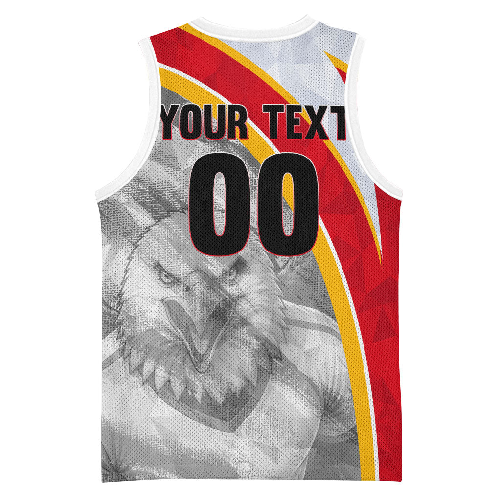 Personalized Tunisia Soccer Carthage Eagles Mascot Basketball Jersey Red And White Abstract Geometric Football Concept