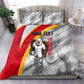 Personalized Tunisia Soccer Carthage Eagles Mascot Bedding Set Red And White Abstract Geometric Football Concept