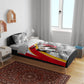 Personalized Tunisia Soccer Carthage Eagles Mascot Bedding Set Red And White Abstract Geometric Football Concept