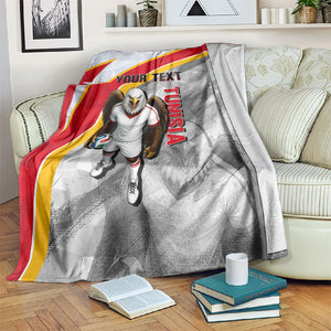 Personalized Tunisia Soccer Carthage Eagles Mascot Blanket Red And White Abstract Geometric Football Concept