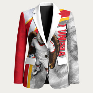 Personalized Tunisia Soccer Carthage Eagles Mascot Blazer Red And White Abstract Geometric Football Concept