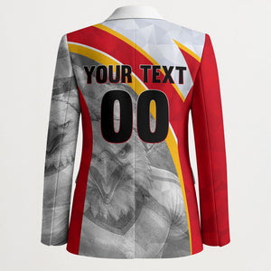 Personalized Tunisia Soccer Carthage Eagles Mascot Blazer Red And White Abstract Geometric Football Concept