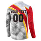 Personalized Tunisia Soccer Carthage Eagles Mascot Button Sweatshirt Red And White Abstract Geometric Football Concept