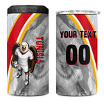 Personalized Tunisia Soccer Carthage Eagles Mascot 4 in 1 Can Cooler Tumbler Red And White Abstract Geometric Football Concept