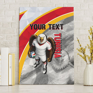 Personalized Tunisia Soccer Carthage Eagles Mascot Canvas Wall Art Red And White Abstract Geometric Football Concept