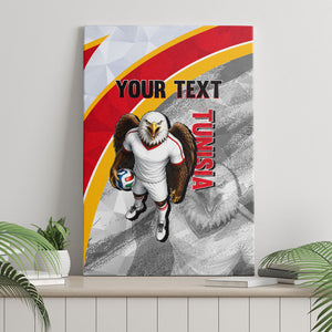 Personalized Tunisia Soccer Carthage Eagles Mascot Canvas Wall Art Red And White Abstract Geometric Football Concept