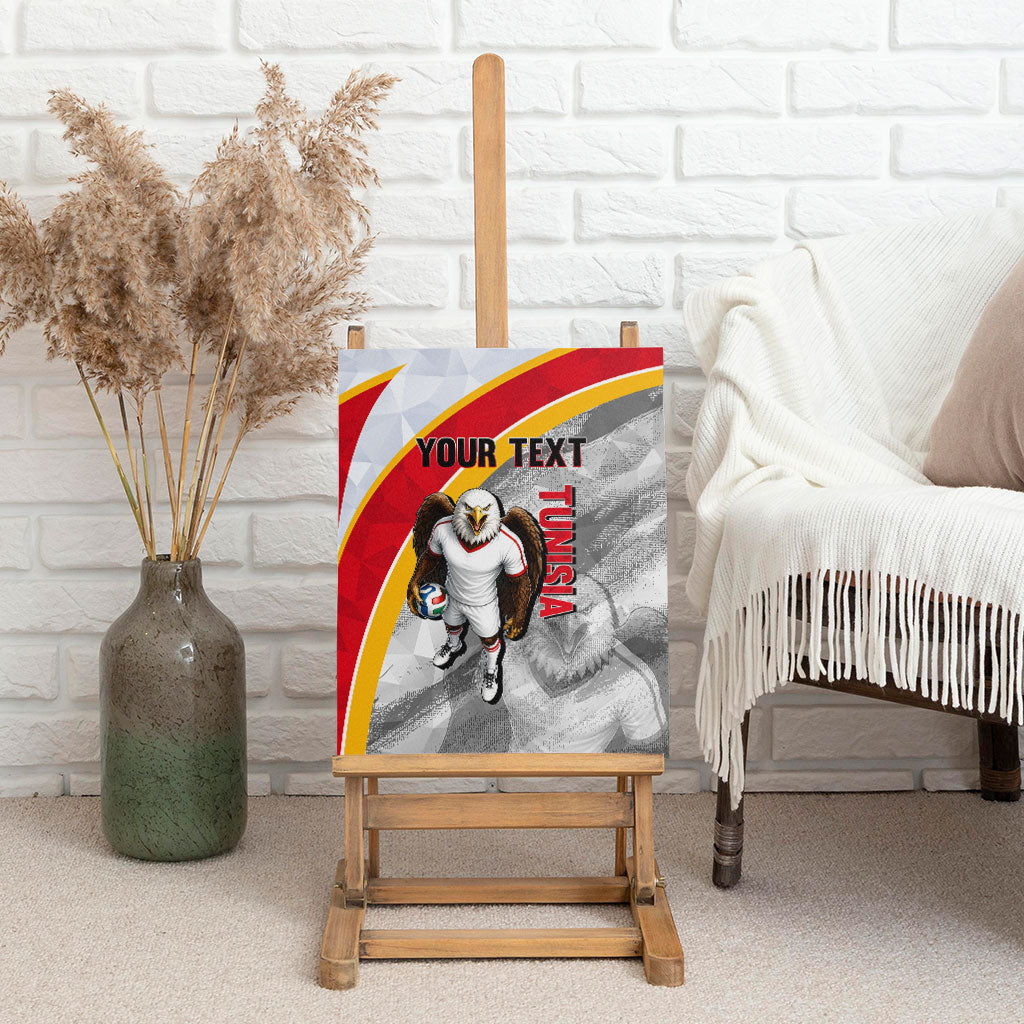 Personalized Tunisia Soccer Carthage Eagles Mascot Canvas Wall Art Red And White Abstract Geometric Football Concept