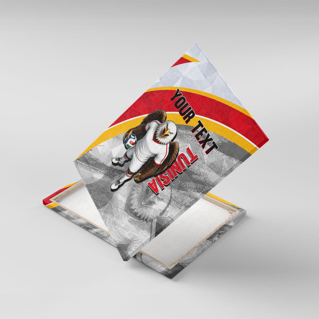 Personalized Tunisia Soccer Carthage Eagles Mascot Canvas Wall Art Red And White Abstract Geometric Football Concept