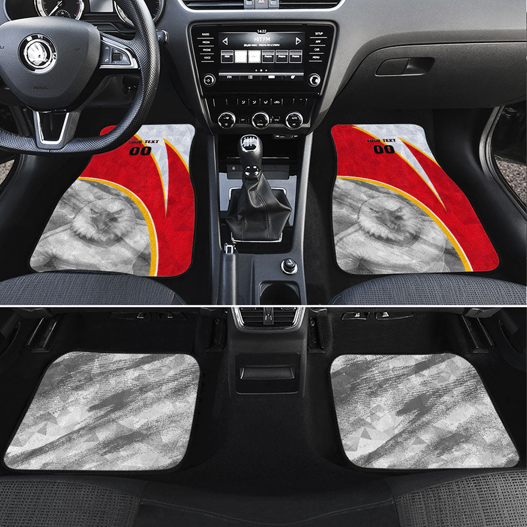 Personalized Tunisia Soccer Carthage Eagles Mascot Car Mats Red And White Abstract Geometric Football Concept