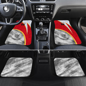 Personalized Tunisia Soccer Carthage Eagles Mascot Car Mats Red And White Abstract Geometric Football Concept