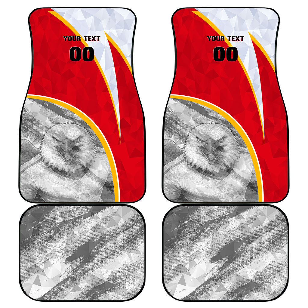Personalized Tunisia Soccer Carthage Eagles Mascot Car Mats Red And White Abstract Geometric Football Concept