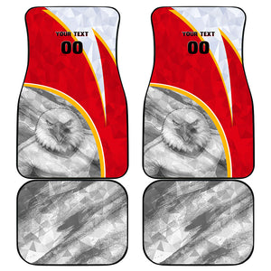 Personalized Tunisia Soccer Carthage Eagles Mascot Car Mats Red And White Abstract Geometric Football Concept