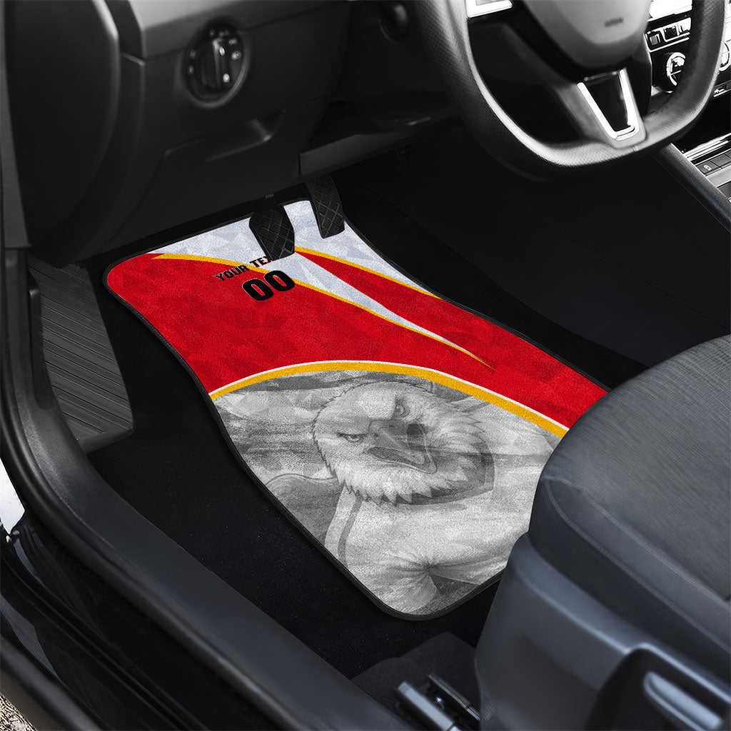 Personalized Tunisia Soccer Carthage Eagles Mascot Car Mats Red And White Abstract Geometric Football Concept