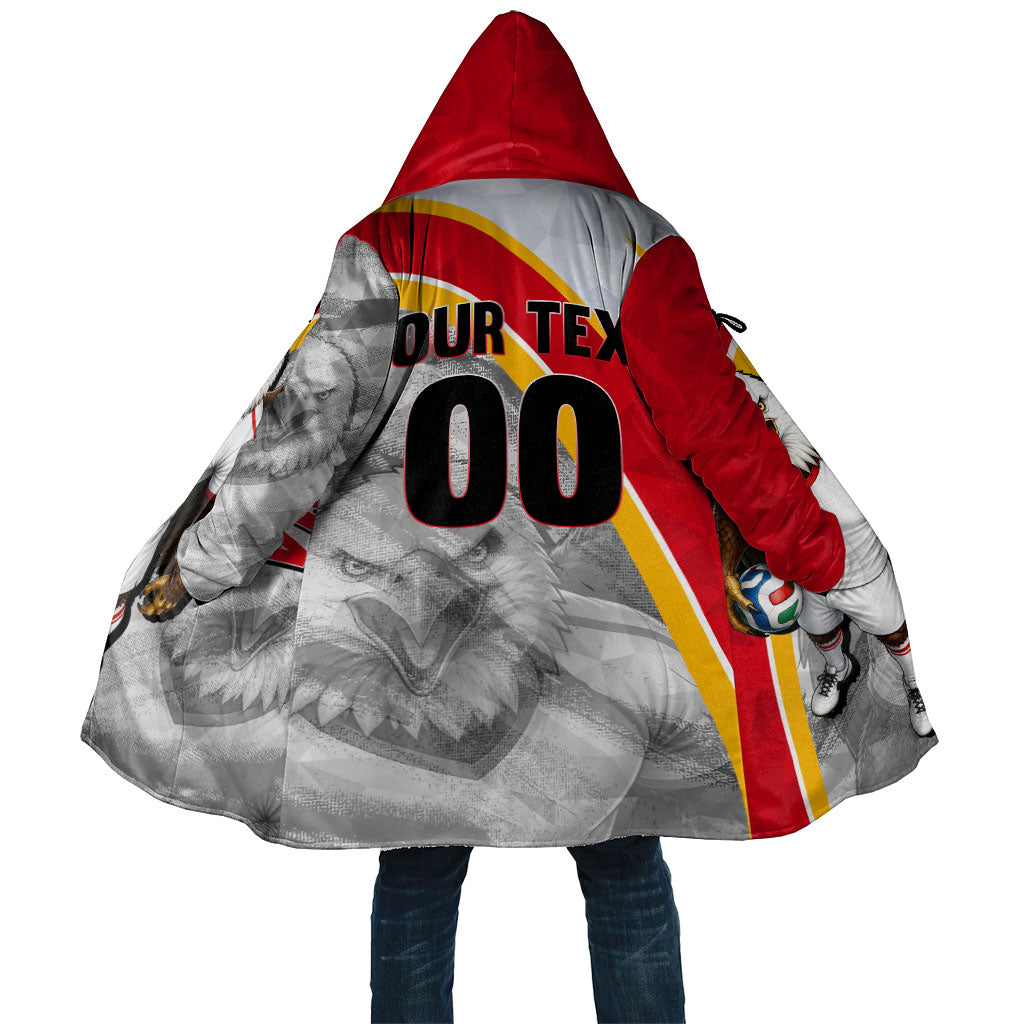 Personalized Tunisia Soccer Carthage Eagles Mascot Cloak Red And White Abstract Geometric Football Concept