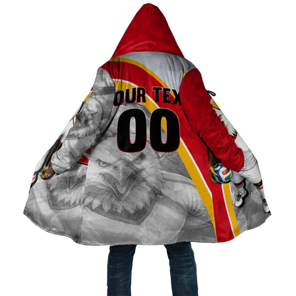Personalized Tunisia Soccer Carthage Eagles Mascot Cloak Red And White Abstract Geometric Football Concept