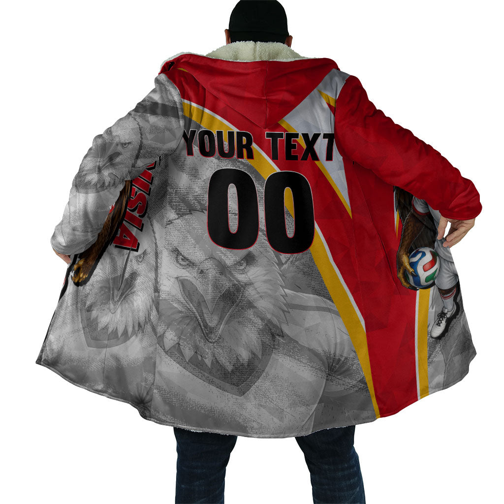 Personalized Tunisia Soccer Carthage Eagles Mascot Cloak Red And White Abstract Geometric Football Concept