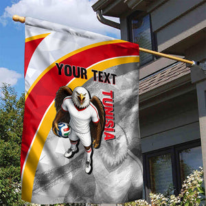 Personalized Tunisia Soccer Carthage Eagles Mascot Garden Flag Red And White Abstract Geometric Football Concept