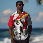 Personalized Tunisia Soccer Carthage Eagles Mascot Hawaiian Shirt Red And White Abstract Geometric Football Concept