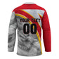 Personalized Tunisia Soccer Carthage Eagles Mascot Hockey Jersey Red And White Abstract Geometric Football Concept