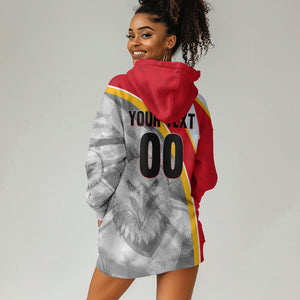 Personalized Tunisia Soccer Carthage Eagles Mascot Hoodie Dress Red And White Abstract Geometric Football Concept