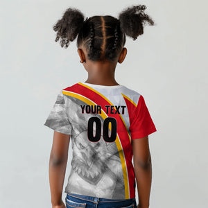 Personalized Tunisia Soccer Carthage Eagles Mascot Kid T shirt Red And White Abstract Geometric Football Concept