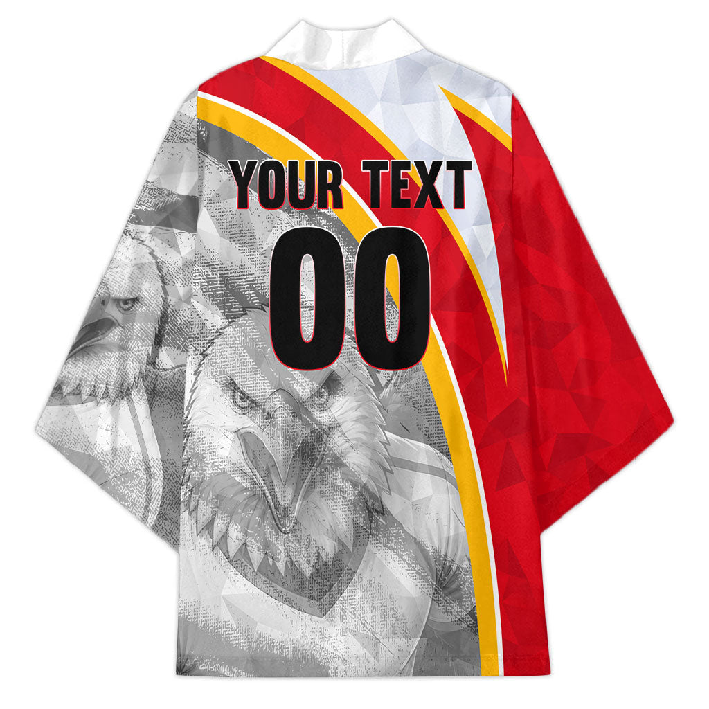Personalized Tunisia Soccer Carthage Eagles Mascot Kimono Red And White Abstract Geometric Football Concept