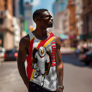 Personalized Tunisia Soccer Carthage Eagles Mascot Men Tank Top Red And White Abstract Geometric Football Concept