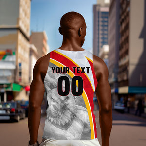 Personalized Tunisia Soccer Carthage Eagles Mascot Men Tank Top Red And White Abstract Geometric Football Concept