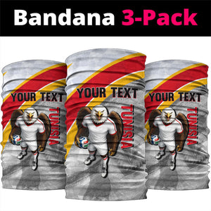 Personalized Tunisia Soccer Carthage Eagles Mascot Neck Gaiter Red And White Abstract Geometric Football Concept