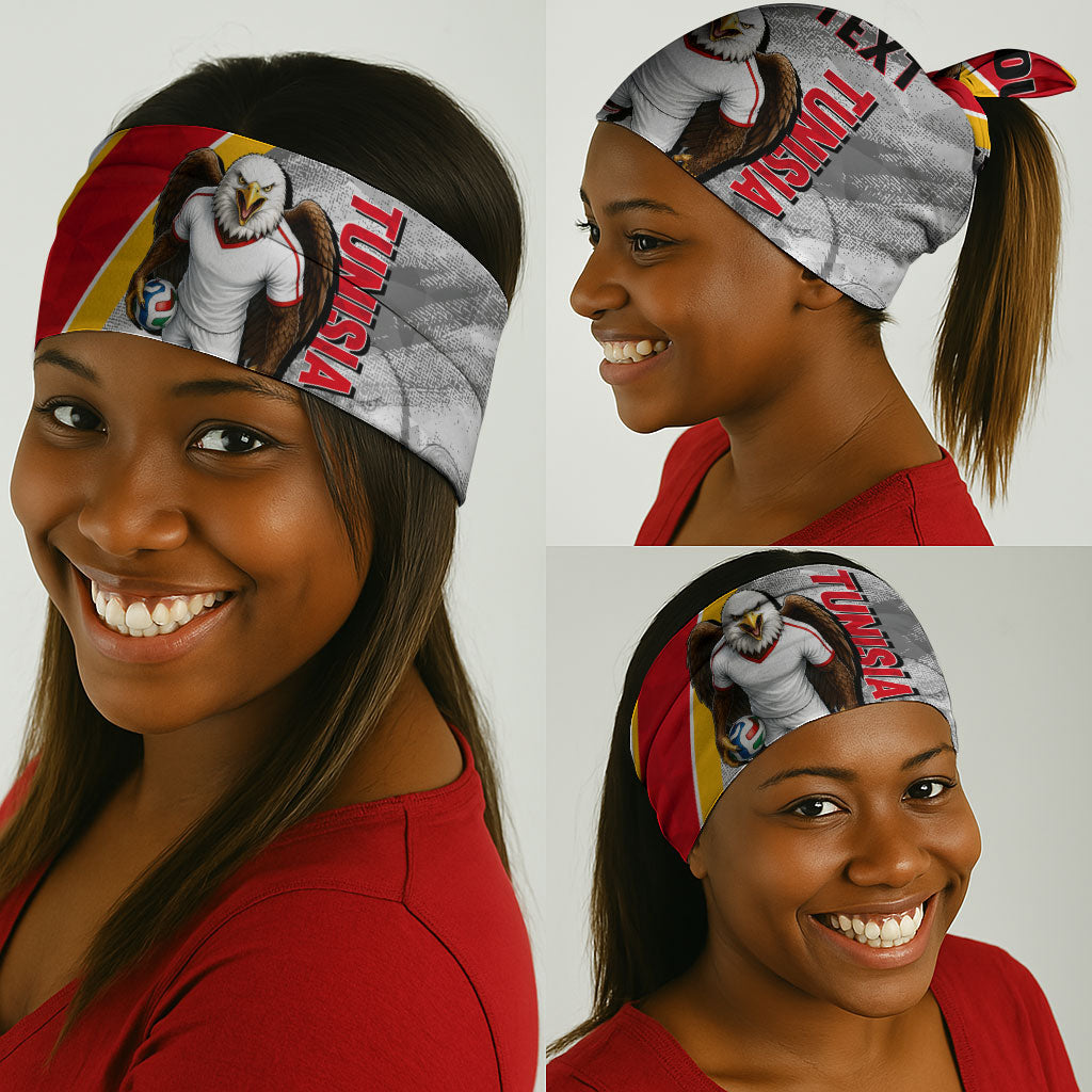 Personalized Tunisia Soccer Carthage Eagles Mascot Neck Gaiter Red And White Abstract Geometric Football Concept