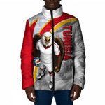 Personalized Tunisia Soccer Carthage Eagles Mascot Padded Jacket Red And White Abstract Geometric Football Concept