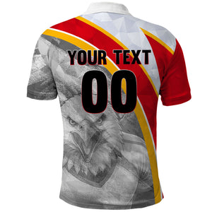 Personalized Tunisia Soccer Carthage Eagles Mascot Polo Shirt Red And White Abstract Geometric Football Concept
