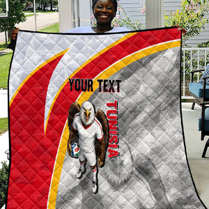 Personalized Tunisia Soccer Carthage Eagles Mascot Quilt Red And White Abstract Geometric Football Concept