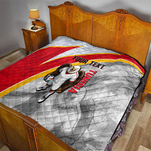 Personalized Tunisia Soccer Carthage Eagles Mascot Quilt Red And White Abstract Geometric Football Concept
