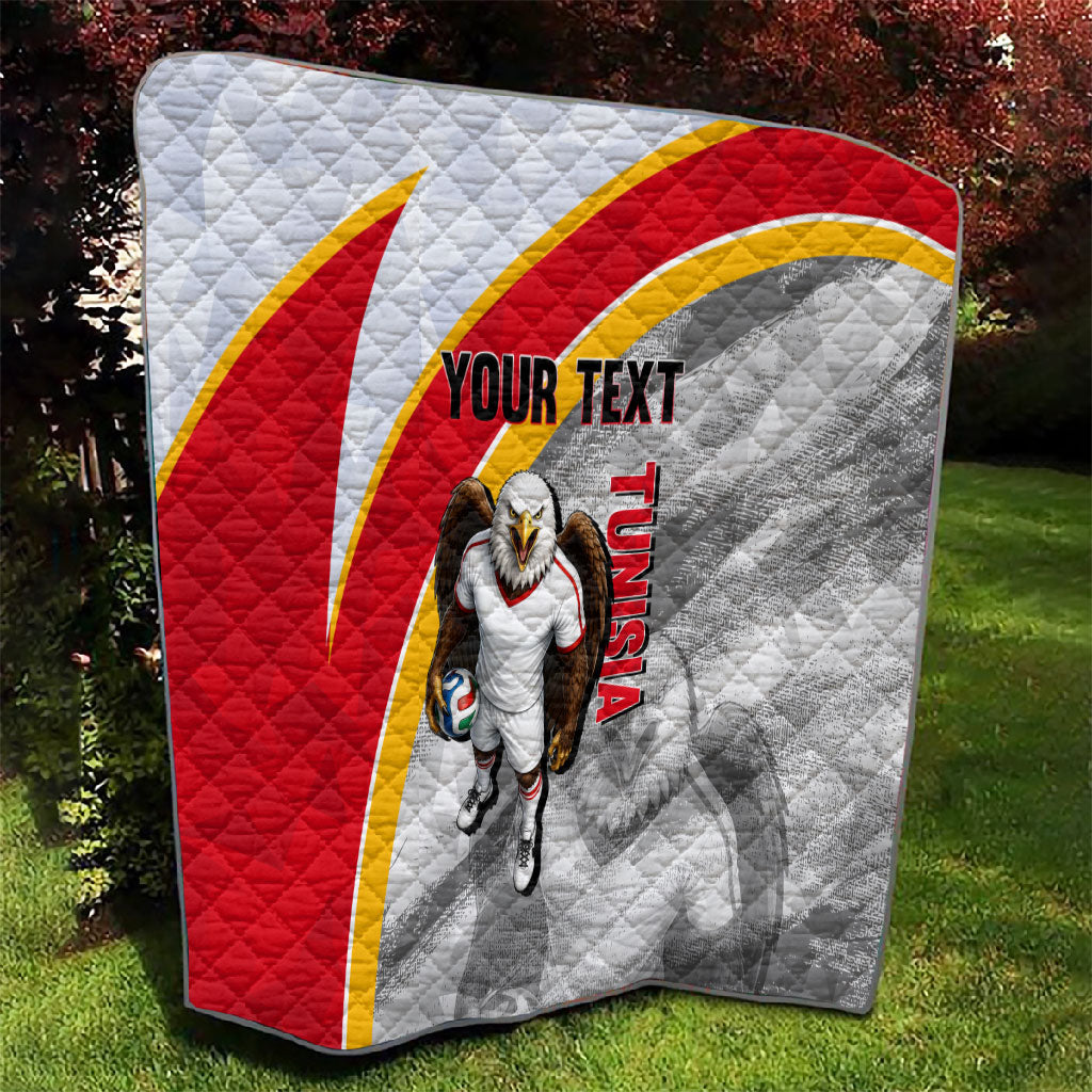 Personalized Tunisia Soccer Carthage Eagles Mascot Quilt Red And White Abstract Geometric Football Concept