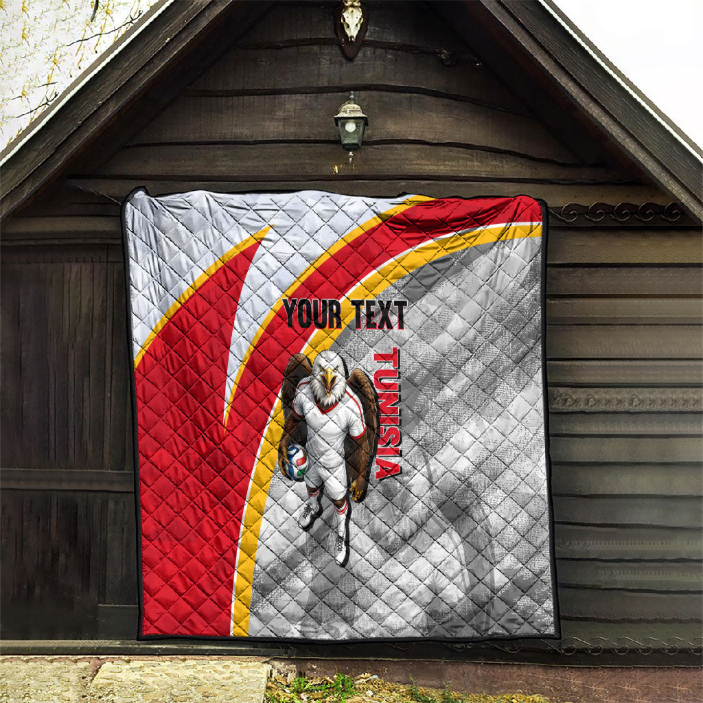 Personalized Tunisia Soccer Carthage Eagles Mascot Quilt Red And White Abstract Geometric Football Concept