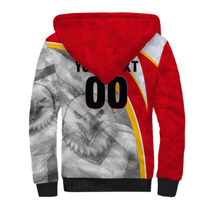 Personalized Tunisia Soccer Carthage Eagles Mascot Sherpa Hoodie Red And White Abstract Geometric Football Concept