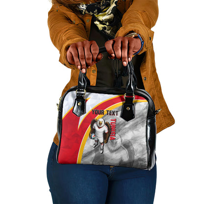 Personalized Tunisia Soccer Carthage Eagles Mascot Shoulder Handbag Red And White Abstract Geometric Football Concept