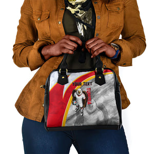 Personalized Tunisia Soccer Carthage Eagles Mascot Shoulder Handbag Red And White Abstract Geometric Football Concept