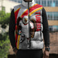 Personalized Tunisia Soccer Carthage Eagles Mascot Sleeveless Puffer Jacket Red And White Abstract Geometric Football Concept