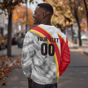Personalized Tunisia Soccer Carthage Eagles Mascot Sweatshirt Red And White Abstract Geometric Football Concept