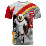 Personalized Tunisia Soccer Carthage Eagles Mascot T shirt Red And White Abstract Geometric Football Concept