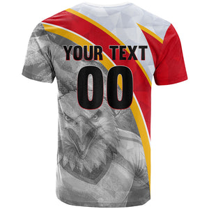 Personalized Tunisia Soccer Carthage Eagles Mascot T shirt Red And White Abstract Geometric Football Concept