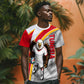Personalized Tunisia Soccer Carthage Eagles Mascot T shirt Red And White Abstract Geometric Football Concept
