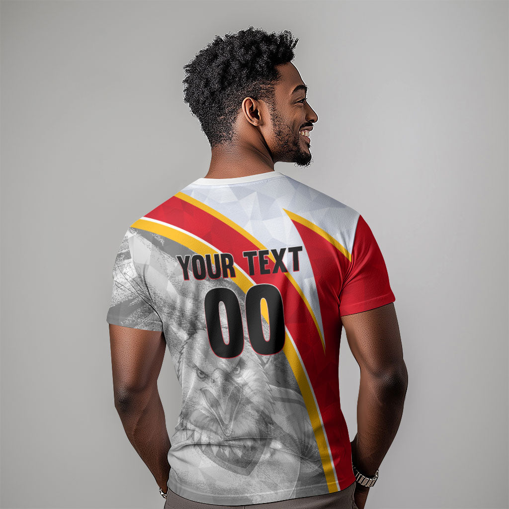 Personalized Tunisia Soccer Carthage Eagles Mascot T shirt Red And White Abstract Geometric Football Concept