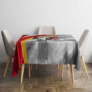 Personalized Tunisia Soccer Carthage Eagles Mascot Tablecloth Red And White Abstract Geometric Football Concept