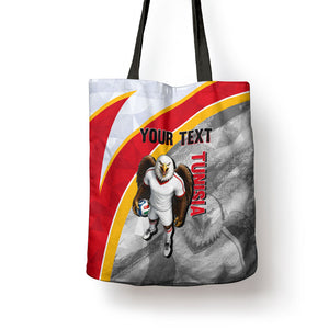 Personalized Tunisia Soccer Carthage Eagles Mascot Tote Bag Red And White Abstract Geometric Football Concept