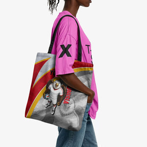 Personalized Tunisia Soccer Carthage Eagles Mascot Tote Bag Red And White Abstract Geometric Football Concept